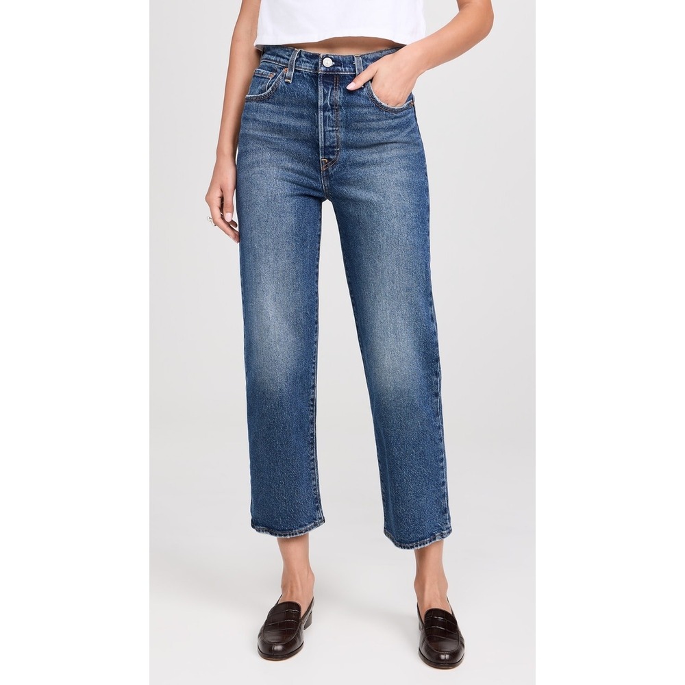 Levi's Ribcage Straight Ankle High Rise Jeans Medium‎ Wash Size 25